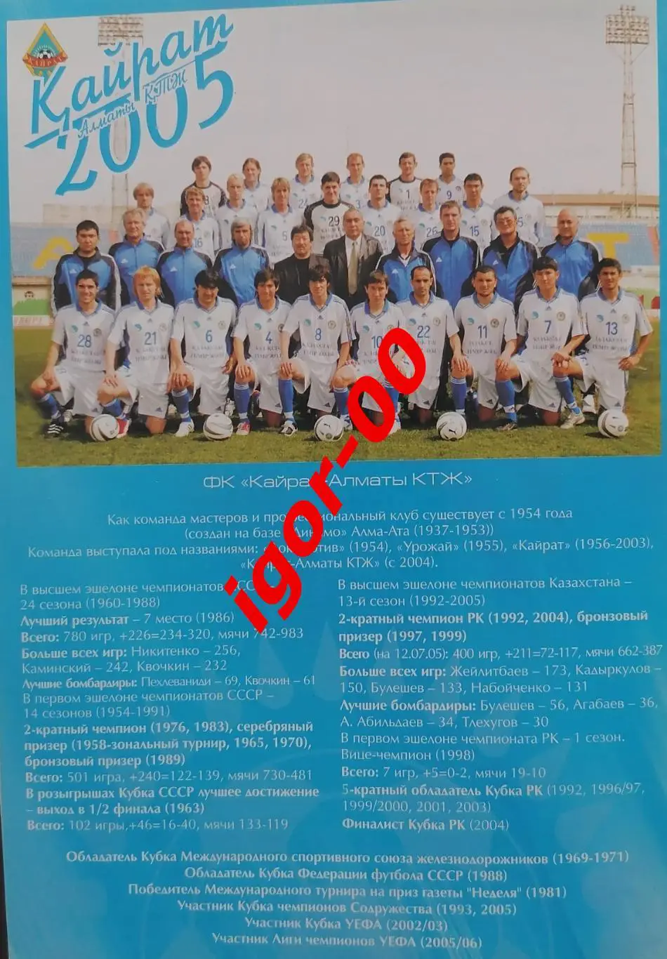 Кайрат Алматы Казахстан - Артмедиа Братислава Словакия 2005 2