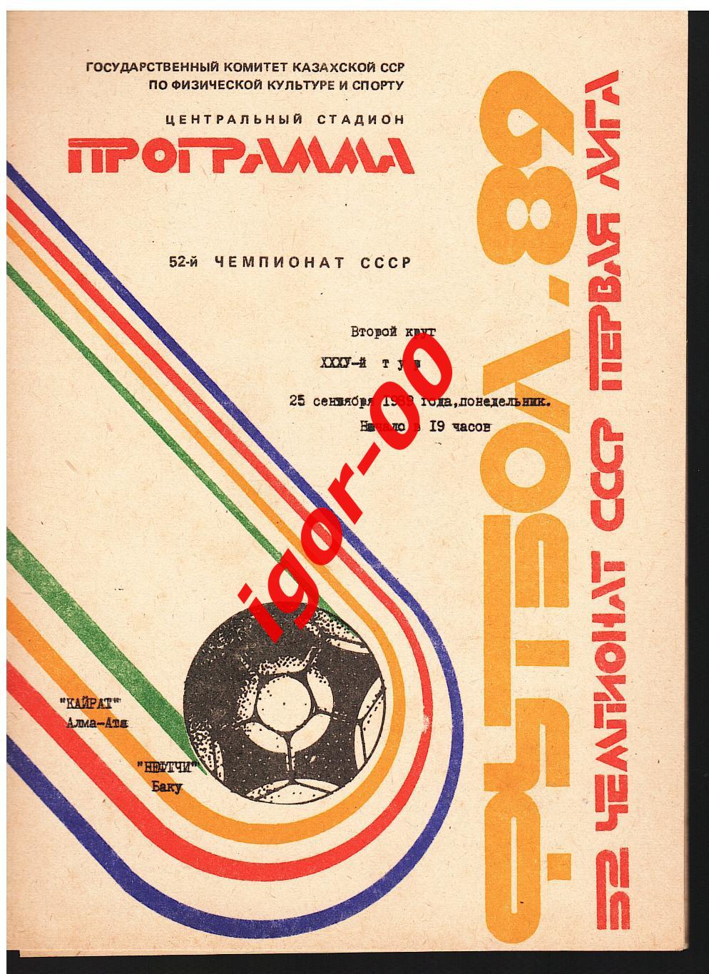 Кайрат Алма-Ата - Нефтчи Баку 1989