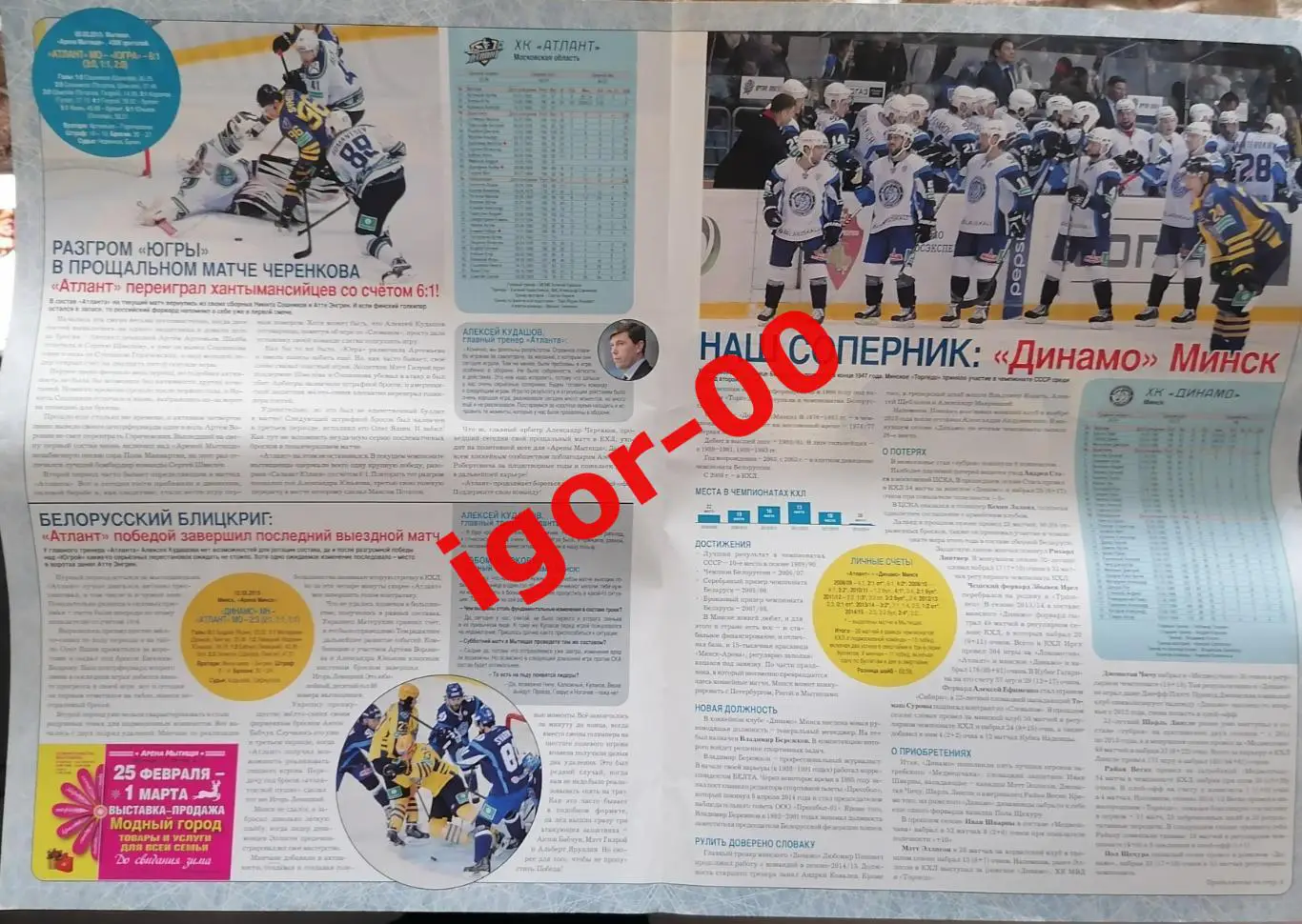 Атлант Мытищи - Динамо Минск Белоруссия 14.02.2015 1