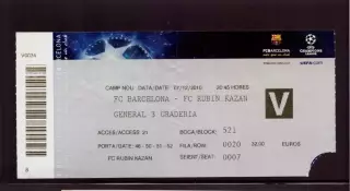 Билет Барселона - Рубин Казань 2010 (Лига чемпионов)