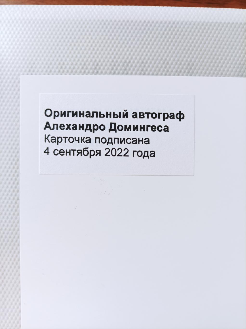 Автограф Алехандро Домингес (Рубин, Зенит, Аргентина) 2