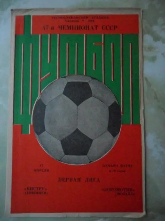 Нистру Кишинев - Локомотив Москва. 12.04.1984.