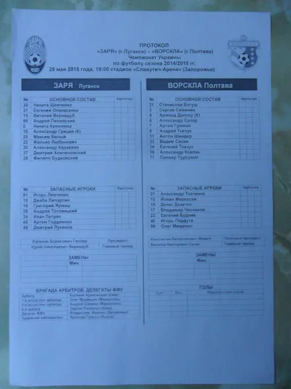 Заря Луганск - Ворскла Полтава. 29.05.2015.