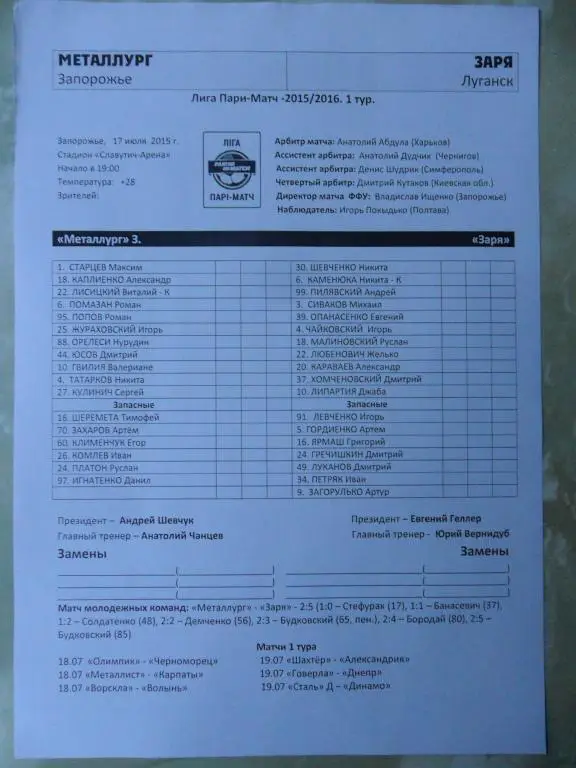 Металлург Запорожье - Заря Луганск. 17.07.2015.