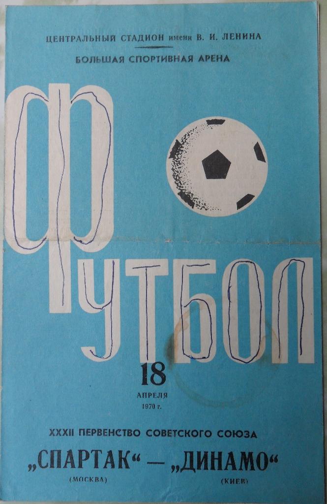 Спартак Москва - Динамо Киев. 18.04.1970.