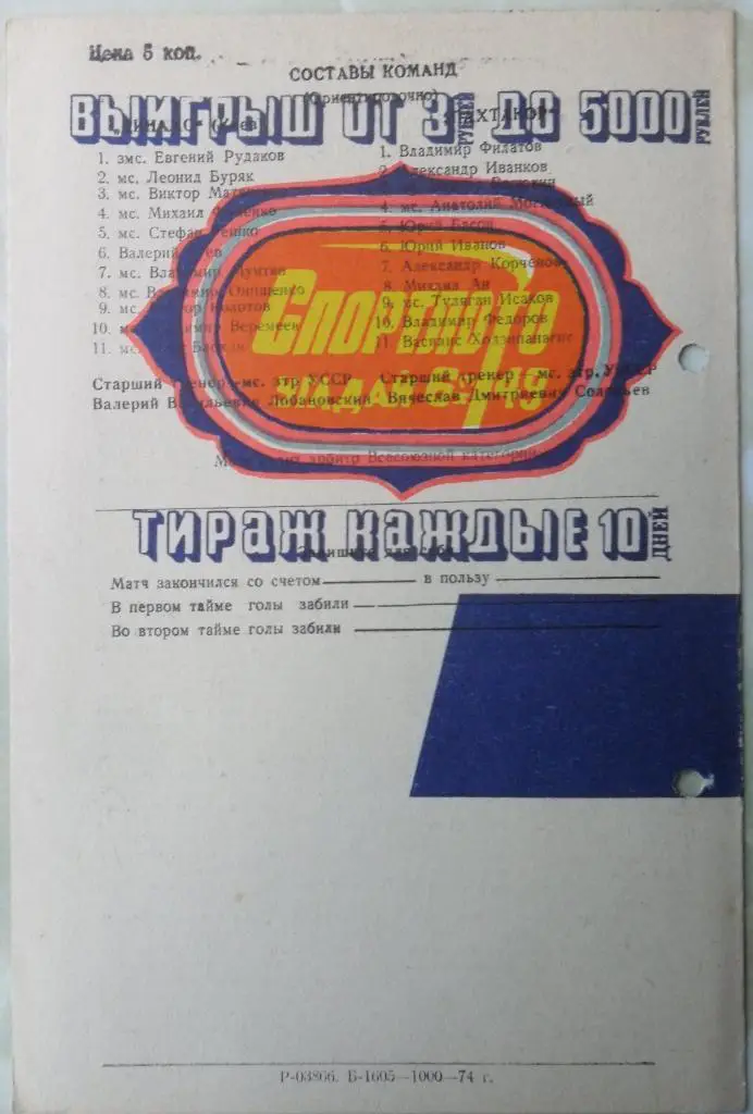 Пахтакор Ташкент - Динамо Киев. 10.11.1974. 1