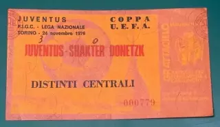 Билет Ювентус Турин - Шахтер Донецк Кубок УЕФА 1976