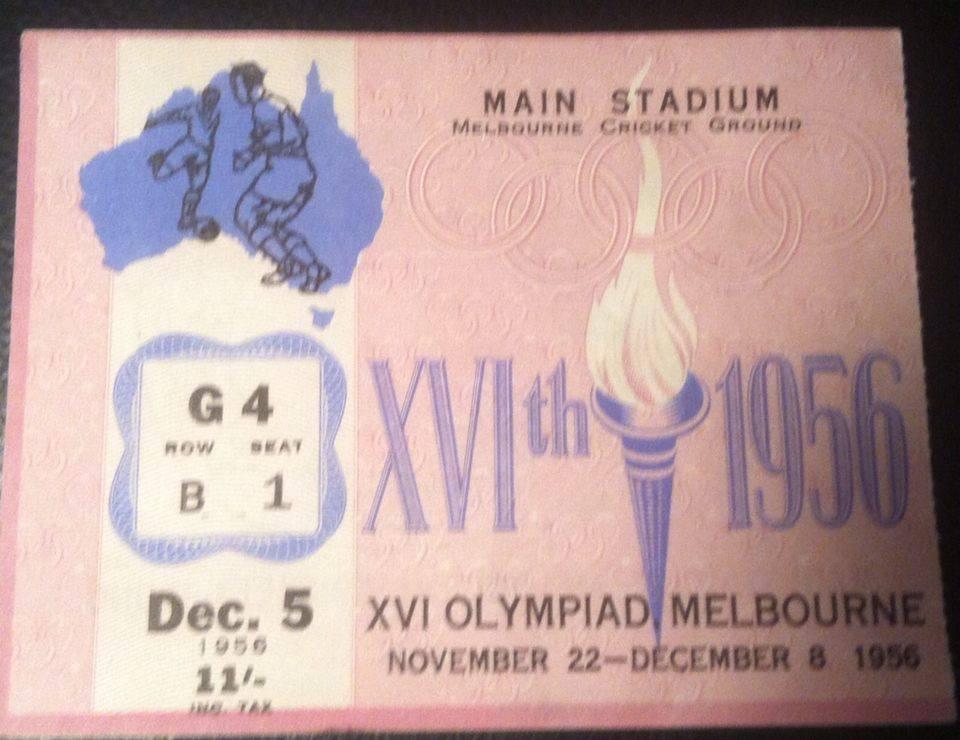 Билет футбол СССР - Болгария 5.12.1956. Полуфинал. Олимпиада в Мельбурне