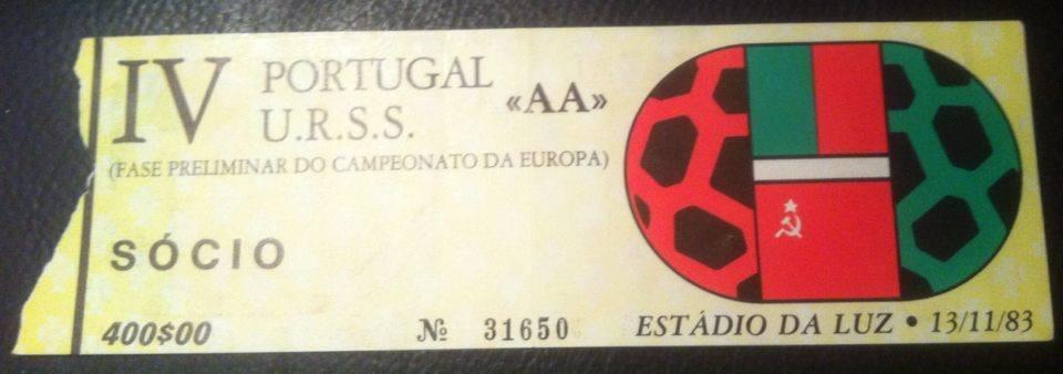 Билет Португалия - СССР 1983 Отбор Чемпионата Мира