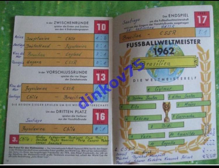 Программа Чемпионат Мира 1962 в Чили, издание Германии. Сборная СССР 2