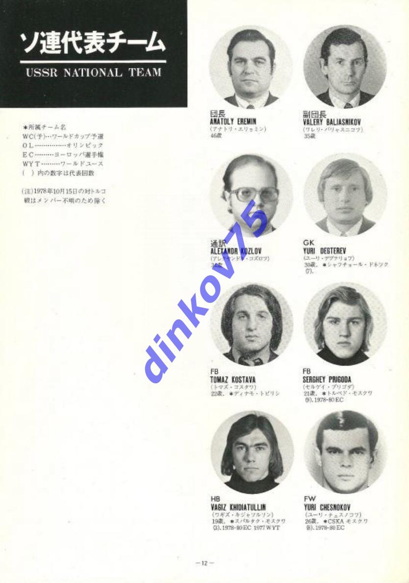 Программа Япония - СССР 1978. Товарищеский матч. 1