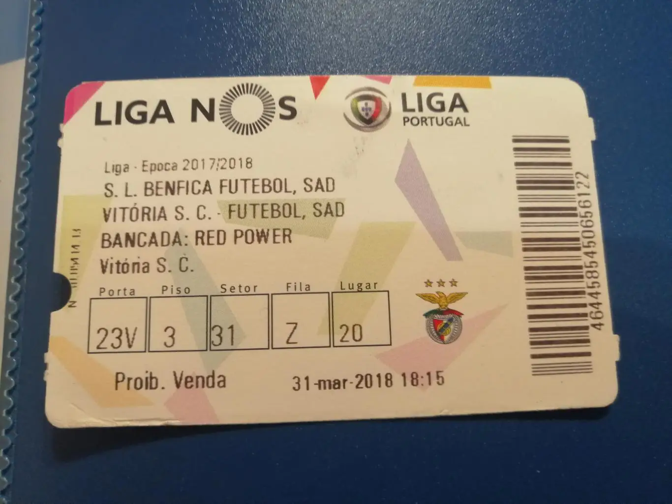 Бенфика-Гимарайнш 31.03.2018. билет Чемпионата Португалии
