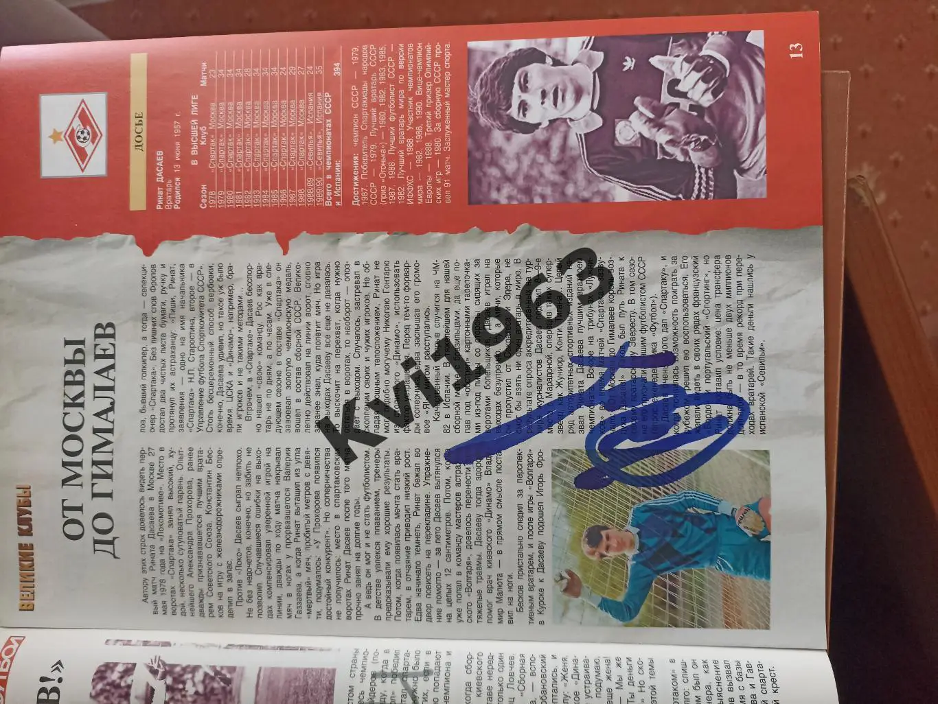 Журнал великие клубы.Спартак Москва 2008 автографы шести легендарных игроков 1