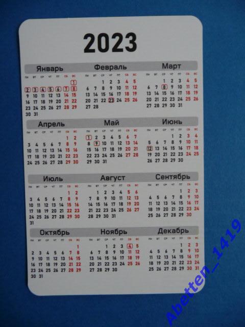 Календарик. 2023г. Серо-белая кошка. 1