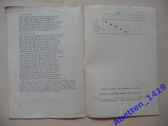 Хоккей с шайбой. Приз Известий 1978г. 3