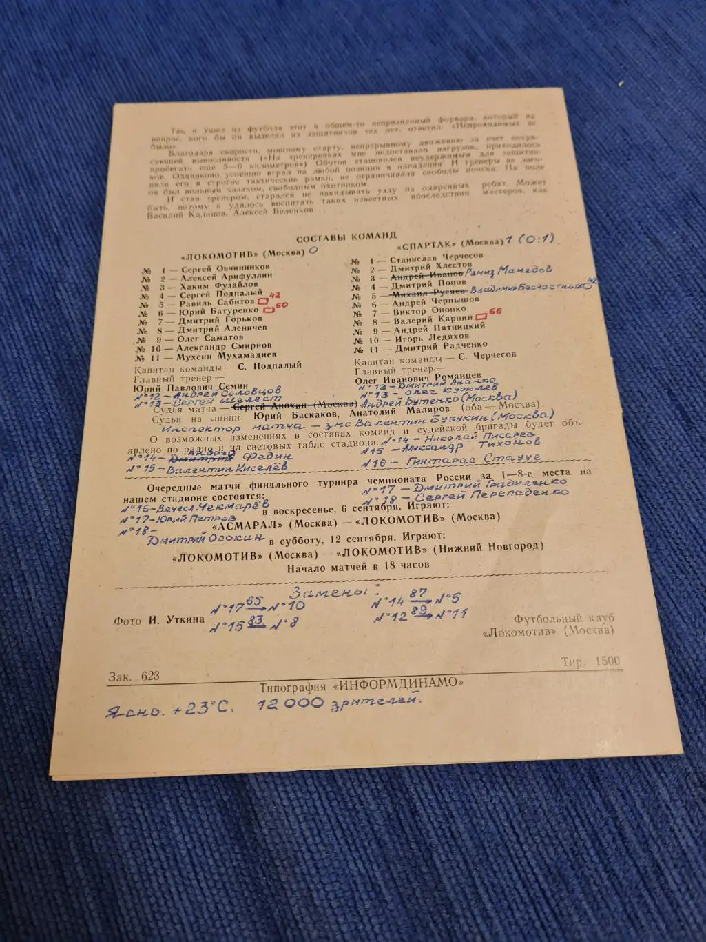 25.08.1992ЛокомотивСпартак. Программка +билет. 1