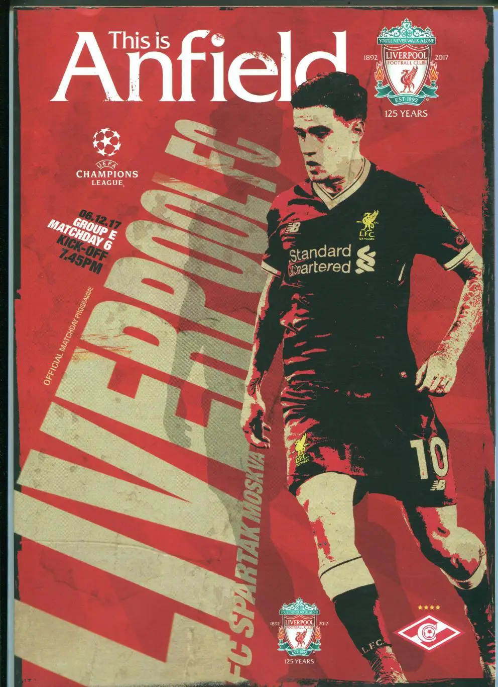 ЛИГА ЧЕМПИОНОВ ФК ЛИВЕРПУЛЬ (АНГЛИЯ)-ФК СПАРТАК (МОСКВА) 06.12.2017