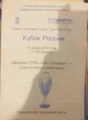 Динамо Санкт-Петербург — Светогорец Светогорск 19.04.2001. Официальная программа