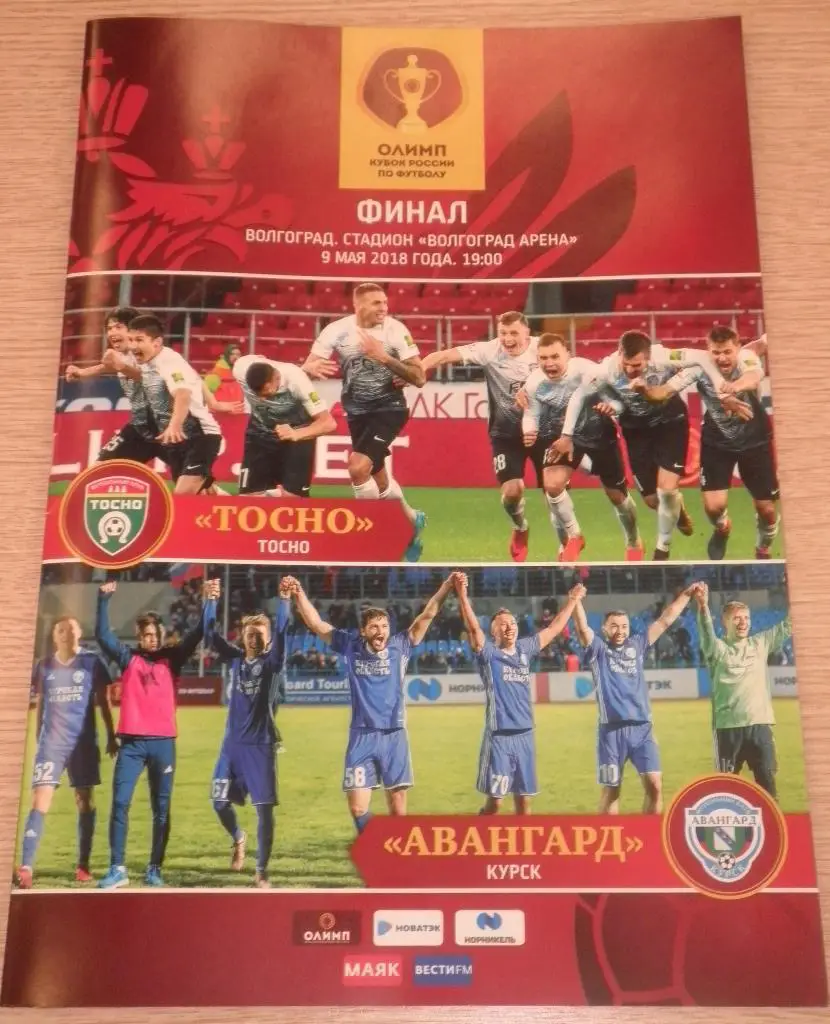 Тосно — Авангард Курск 09.05.2018. Финал Кубка России. Официальная программа
