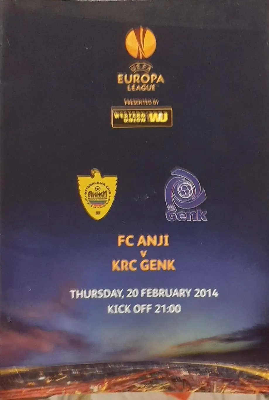 Анжи Махачкала — Генк Бельгия. 20.02.2014. Лига Европы. Официальная программа