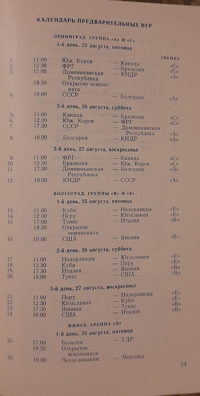 Чемпионат мира среди женщин. 25.08-06.09.1978. Официальная программа 4