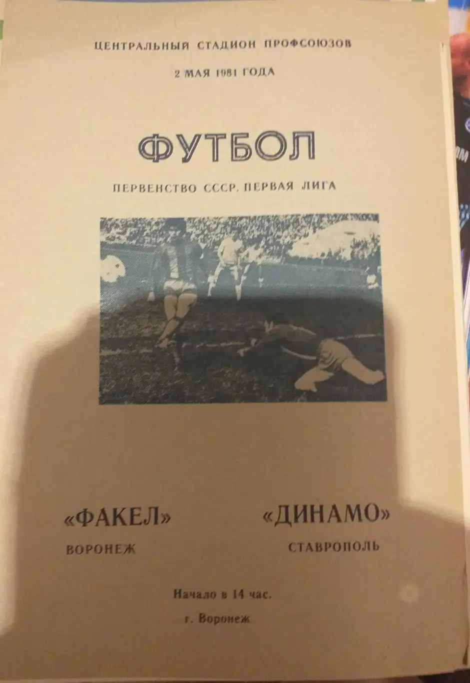 Факел Воронеж — Динамо Ставрополь 02.05.1981. Официальная программа