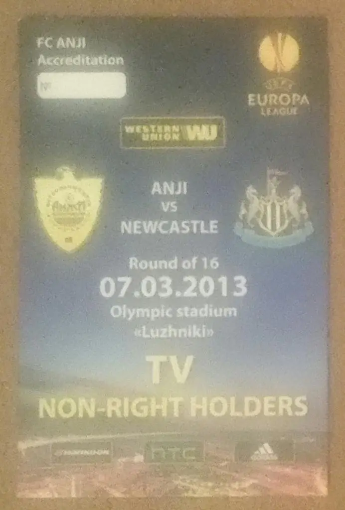 Анжи Россия — Ньюкасл Англия. 07.03.2013. Лига Европы. Аккредитация. ТВ