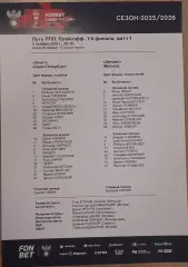Зенит — Динамо Москва 05.11.2025. Стартовый протокол
