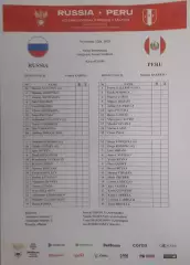 Россия — Перу 12.11.2025. Стартовый протокол матча. Английская версия