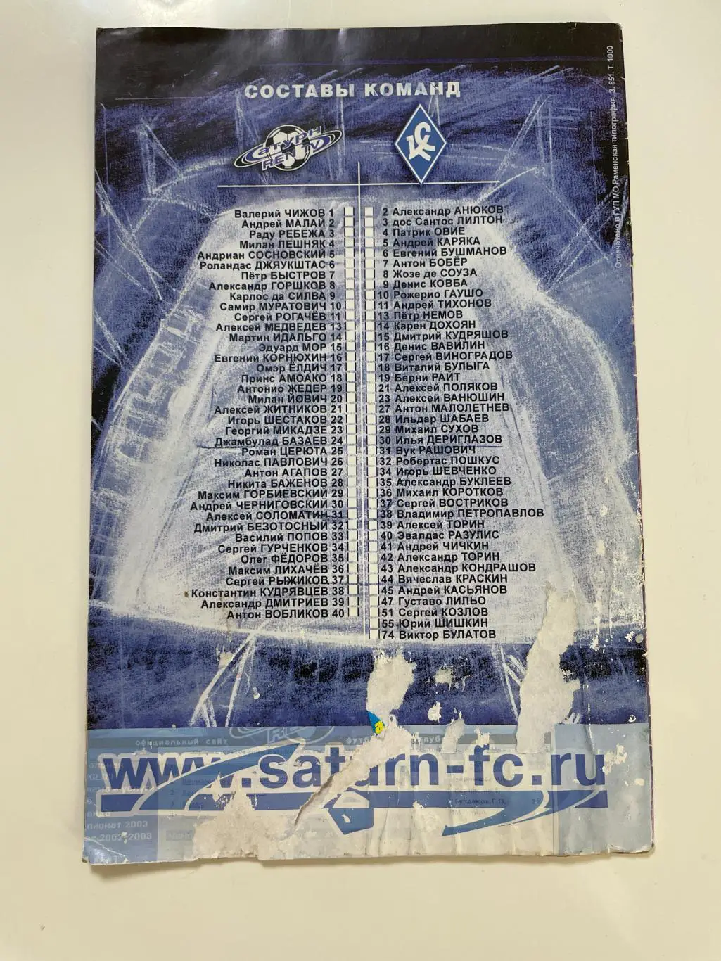 Сатурн(Раменское)-Крылья Советов(Самара)-2003 год 1