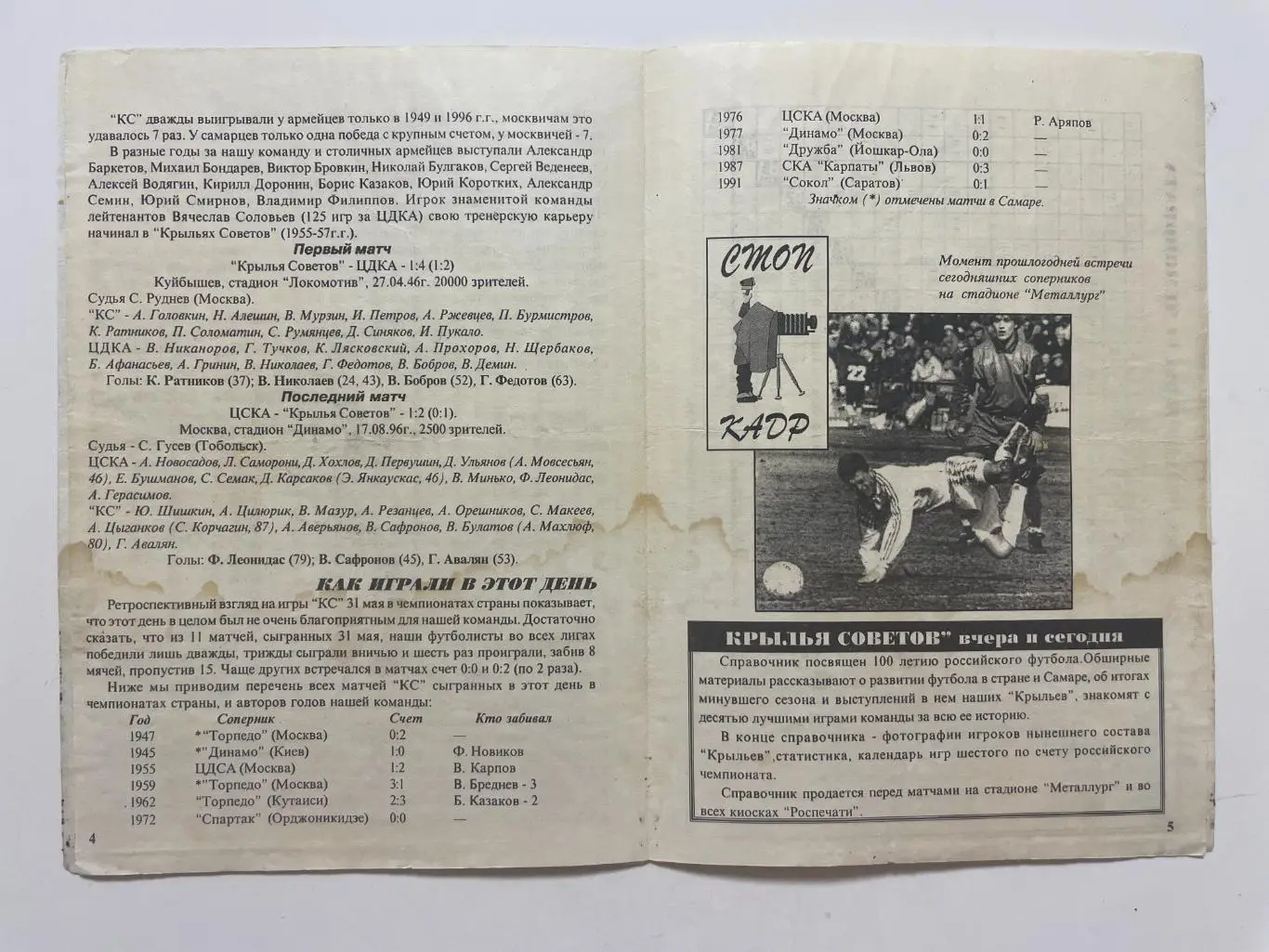 Крылья Советов (Самара)-ЦСКА(Москва) 1997 г. 1