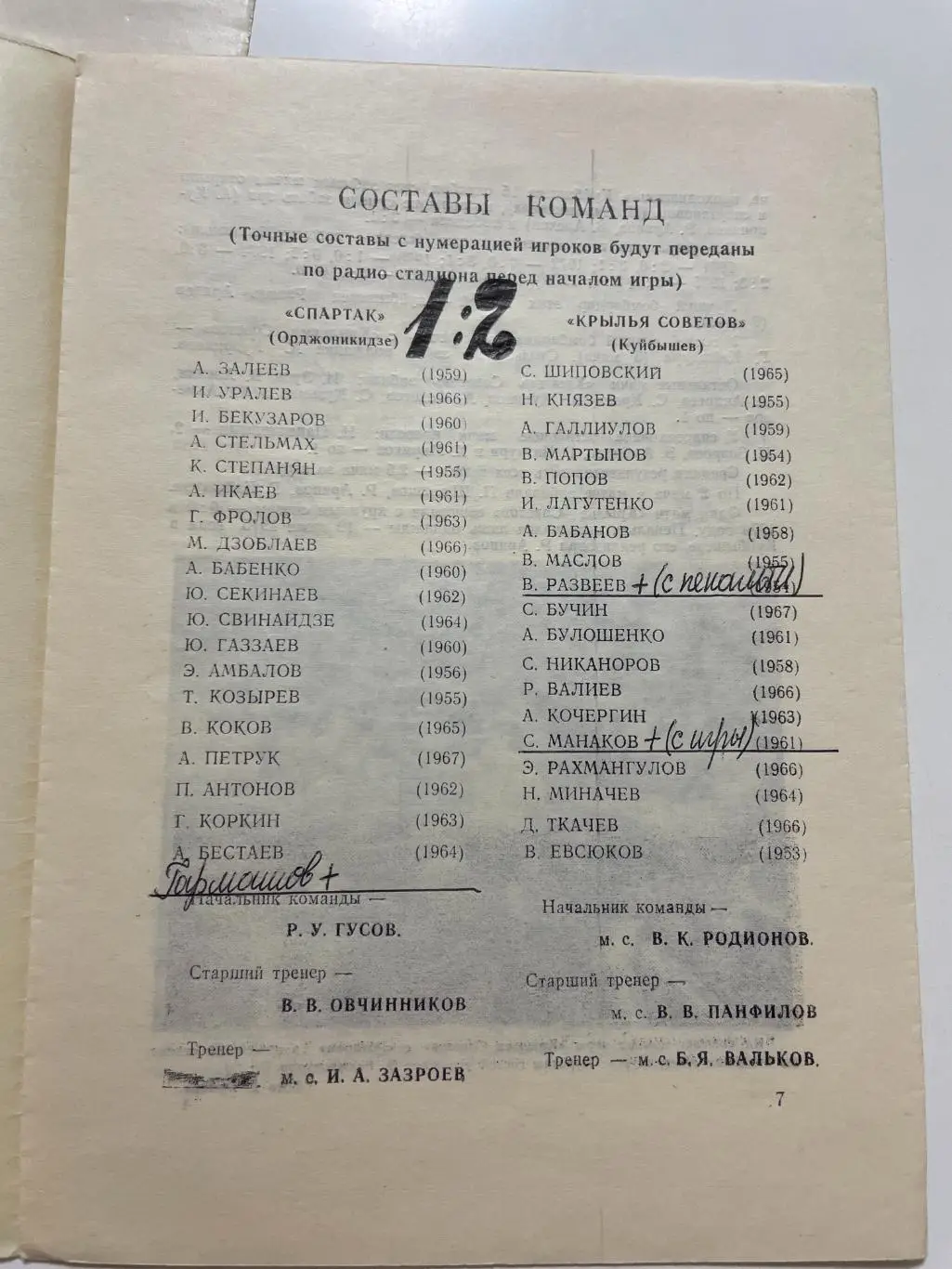 Крылья Советов(Куйбышев)-Спартак (Орджоникидзе) 1985 год 1