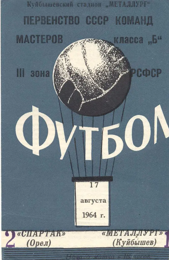 металлург куйбышев-спартак орел 17.08.1964