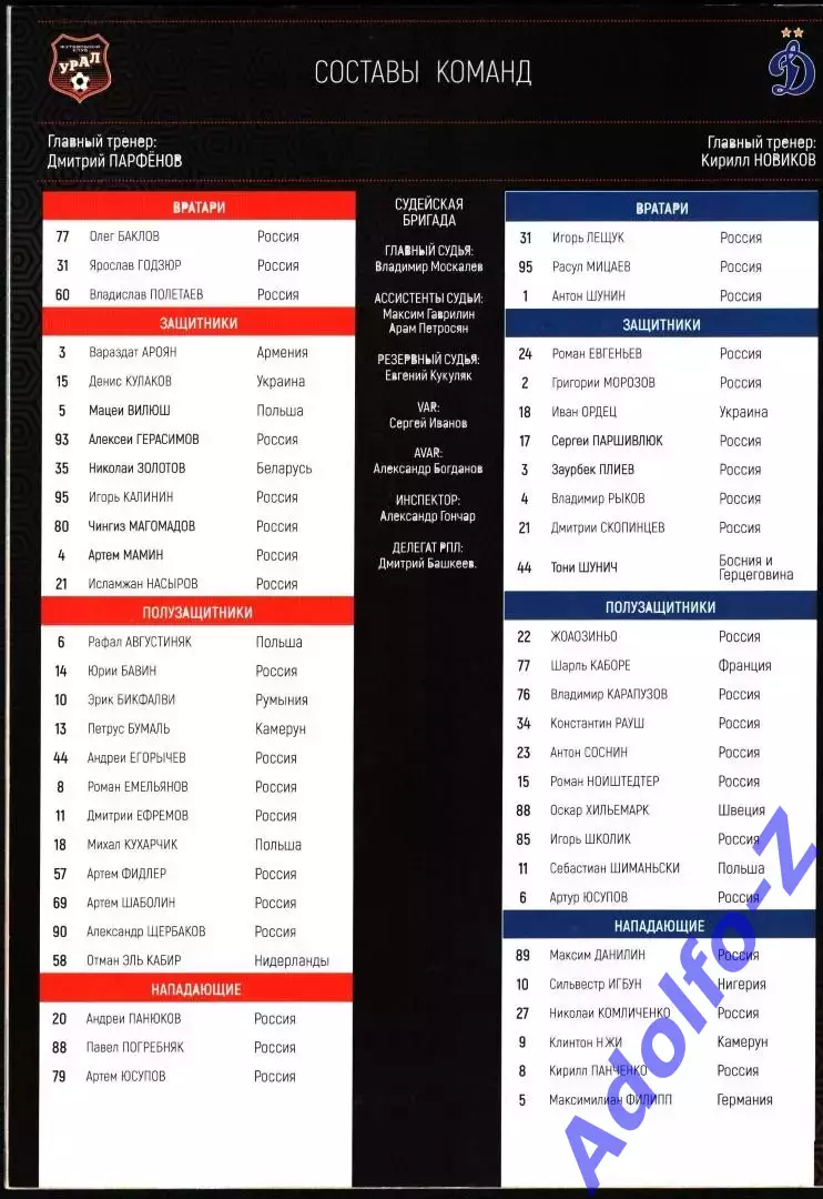 2019/2020. Урал Екатеринбург - Динамо Москва 1