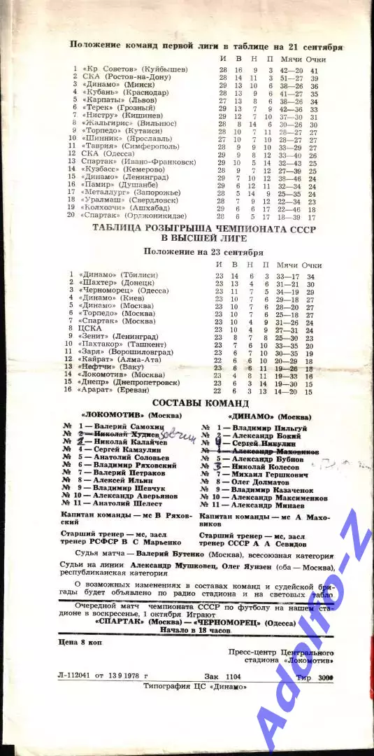 1978. Локомотив Москва - Динамо Москва 1