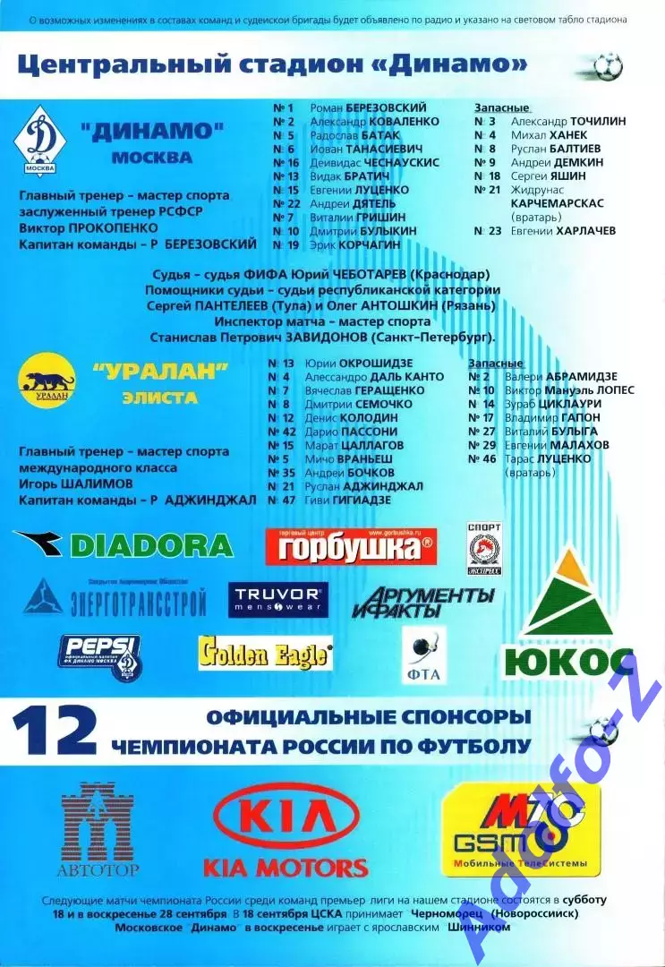 2003. Динамо Москва - Уралан Элиста 1