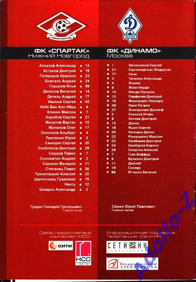 2006. Спартак Нижний Новгород - Динамо Москва. Кубок России 1/16 финала 1
