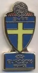 Швеція, федерація футболу, Євро-16 №1 ЕМАЛЬ/Sweden football federation pin badge