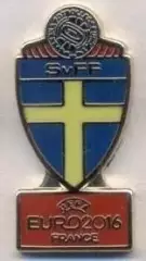 Швеція, федерація футболу, Євро-16 №2 ЕМАЛЬ/Sweden football federation pin badge