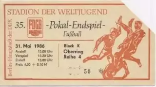 білет НДР DDR-Pokal final Lok Leipzig-Union Berlin 1984 Eintrittsk. match ticket