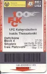 білет 1.FC Kaiserslautern Germany/Німеч.-Iraklis Greece/Греція 2000 match ticket