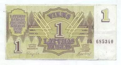 Латвія банкнота 1 рубль 1992 Good / Latvia banknote 1 rublis 1992