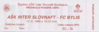 білет Inter Bratislava Slovakia/Словач-FC Bylis Albania/Албан.1999b match ticket
