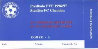 білет FC Humenne Slovakia/Словаччина-Flamurtari Albania/Албан.1996 match ticket