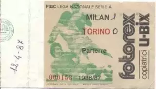 білет Італія Campionato Italia 1986-87 AC Milan-FC Torino biglietto match ticket