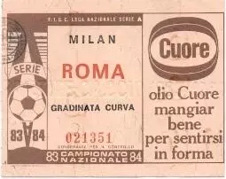 білет Італія Campionato Italiano 1983-84 AC Milan-AS Roma biglietto match ticket