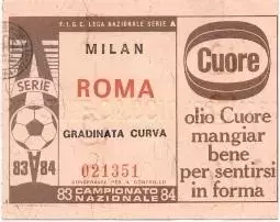 білет Італія Campionato Italiano 1983-84 AC Milan-AS Roma biglietto match ticket