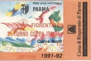 білет Італія Campionato Italiano 1991-92 Parma-Fiorentina biglietto match ticket