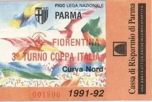 білет Італія Campionato Italiano 1991-92 Parma-Fiorentina biglietto match ticket