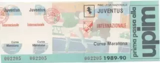 білет Італія Campionato Italia 1989-90 FC Juventus-Inter biglietto match ticket